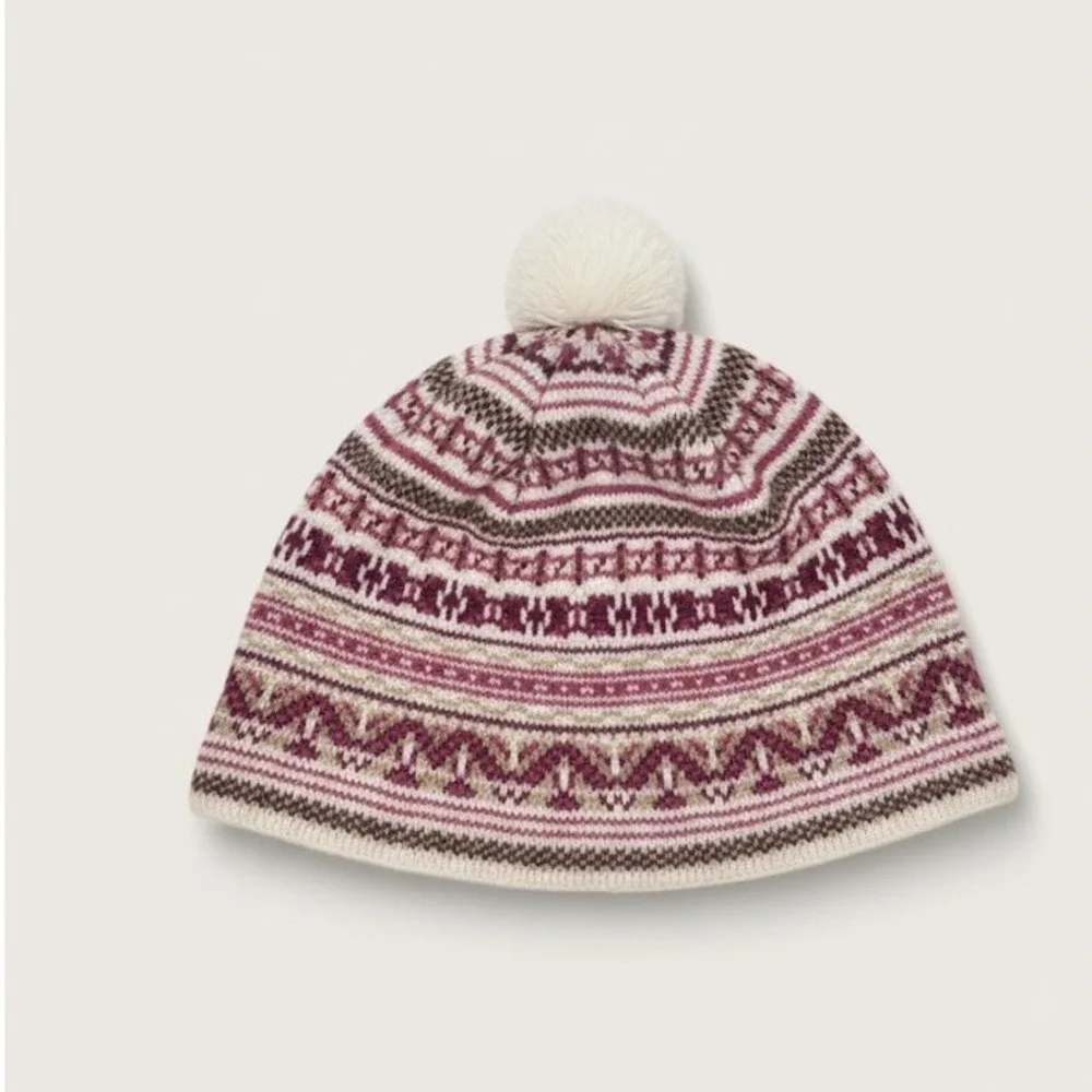 Columbia Sportswear Retro Fair Isle‎ Beanie Hat Pom Poms Unisex O S Winter Snow